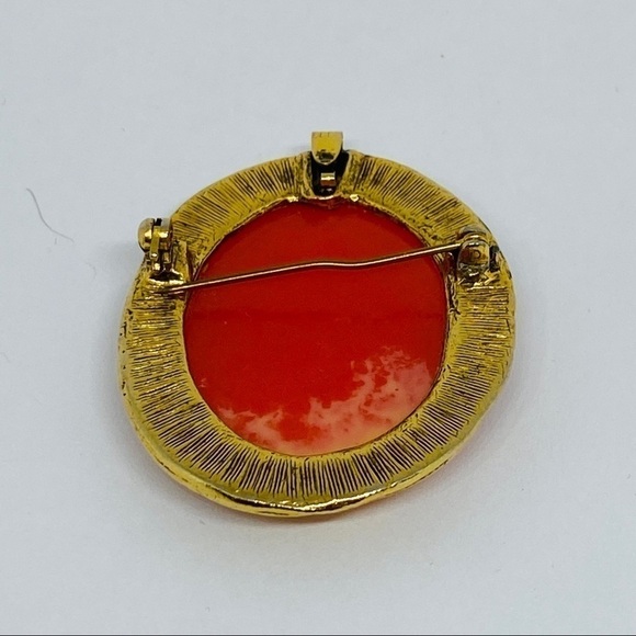 VINTAGE cameo brooch pendant gold tone - Picture 10 of 11